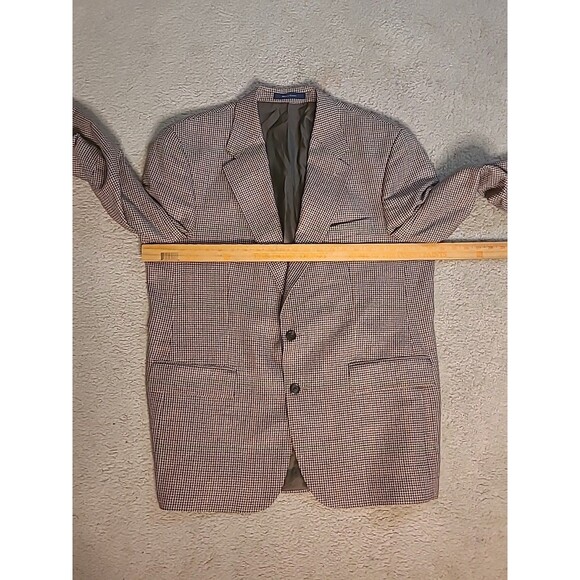 Vtg Chaps Ralph Lauren Blazer Mens 44R Houndstooth Silk Wool Sportscoat Canada - Picture 13 of 16